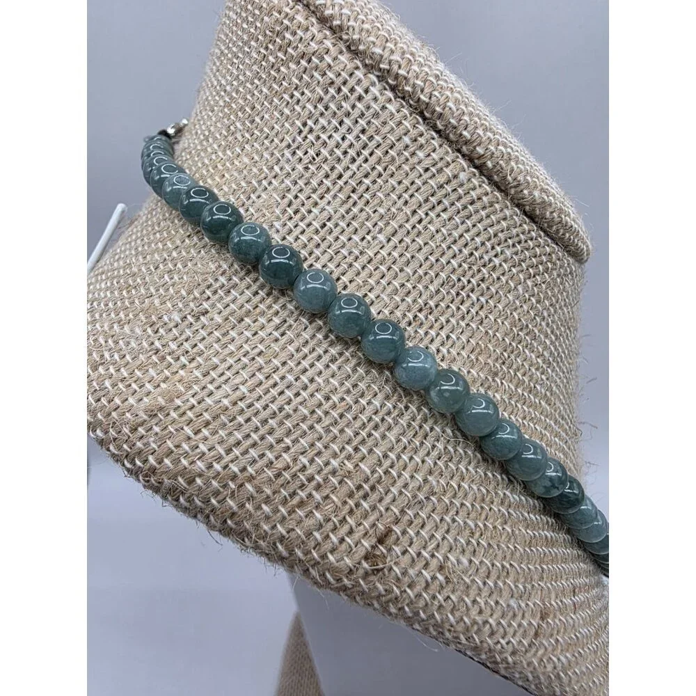 Grade A Jadeite Jade Green Round 3.8mm Beads‎ Necklace 16